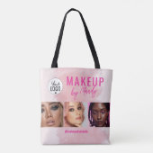 Roze Script Logo 3 Foto Waterverf Make-up  Tote Bag (Achterkant)