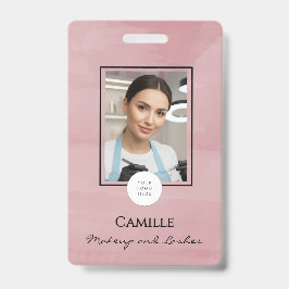 Roze Script Logo Foto Make-up Badge