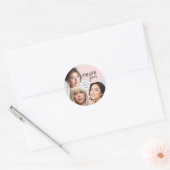 Roze Script Logo Foto Make-up Bedankt Ronde Sticker (Envelop)