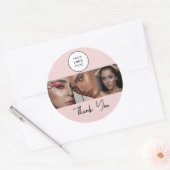 Roze Script Logo Foto Make-up Bedankt Ronde Sticker (Envelop)