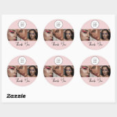 Roze Script Logo Foto Make-up Bedankt Ronde Sticker (Vel)