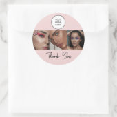 Roze Script Logo Foto Make-up Bedankt Ronde Sticker (Tas)