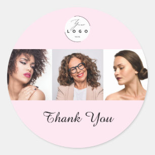 Roze Script Logo Foto Make-up Bedankt Ronde Sticker