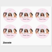 Roze Script Logo Foto Make-up Bedankt Ronde Sticker (Vel)