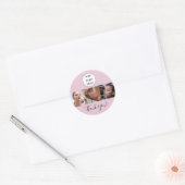 Roze Script Logo Foto Make-up Bedankt Ronde Sticker (Envelop)