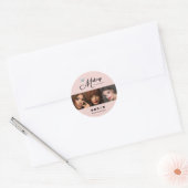 Roze Script Logo Foto Make-up Ronde Sticker (Envelop)