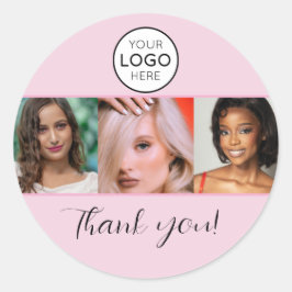 Roze Script Logo Foto Make-up Studio Bedankt Ronde Sticker