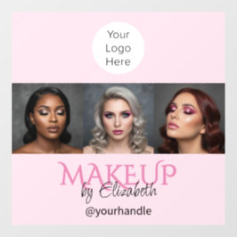 Roze Script Logo Foto Make-up Studio Raamsticker