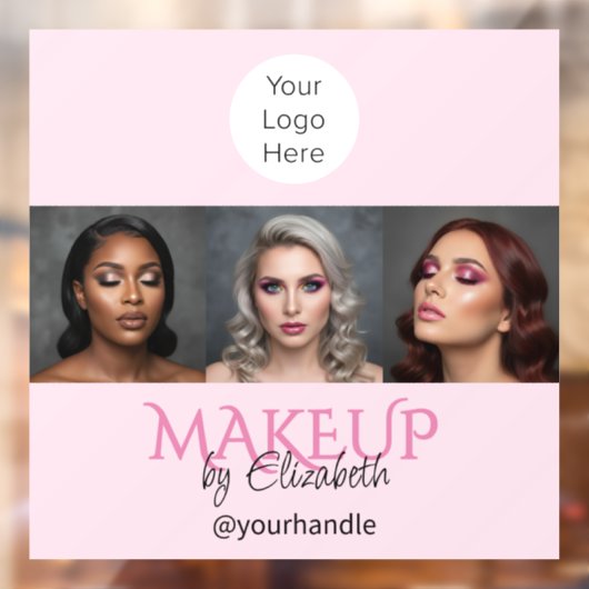 Roze Script Logo Foto Make-up Studio Raamsticker (Vel 2)