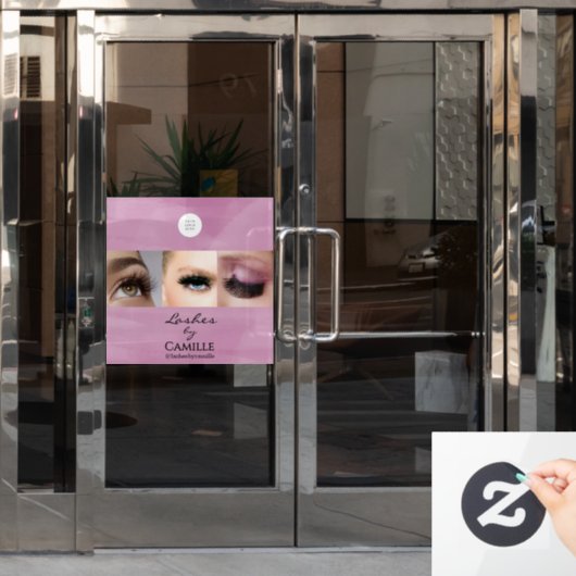 Roze Script Logo Foto Make-up Studio Ruit Raamsticker (Kantoordeur)