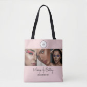 Roze Script Logo Foto Make-up Studio Tote Bag (Voorkant)