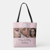 Roze Script Logo Foto Make-up Studio Tote Bag (Achterkant)