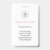Roze Script Logo Foto Nagelsalon Badge (Achterkant)