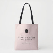 Roze Script Logo Haar Make-up Studio Tote Bag (Voorkant)