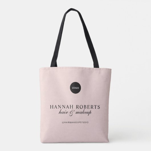 Roze Script Logo Haar Make-up Studio Tote Bag (Achterkant)
