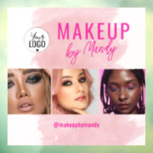Roze Script Logo QR Code Foto Waterverf Make-up Raamsticker (Vel 3)