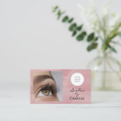 Roze Script Logo QR Code Foto Wimpers Visitekaartje (Staand voorkant)