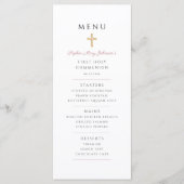 Roze Script Meisje Eerste Communie Menu (Voorkant)