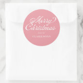 Roze  Script Modern Merry Christmas Ronde Sticker (Tas)