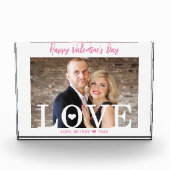 Roze script | Moderne brieven Big LOVE Photo Block Fotoblokken (Voorkant)