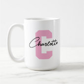 Roze Script Monogram Moeder Moederdag Meisjes Aang Koffiemok (Links)