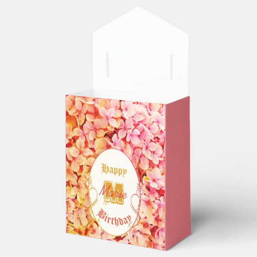 Roze Script Monogram Verjaardagsfeestje Dank u Bedankdoosjes (Geopend)