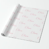 Roze Script Naam Meisjesachtig Elegant Cadeaupapier (Uitgerold)
