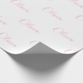 Roze Script Name Girly Elegant Cadeaupapier (Hoek)