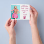 Roze Script QR Code Foto afstuderen Uitnodiging Flyer (Hand)