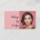 Roze Script QR Code Foto Make-up Visitekaartje (Voorkant)