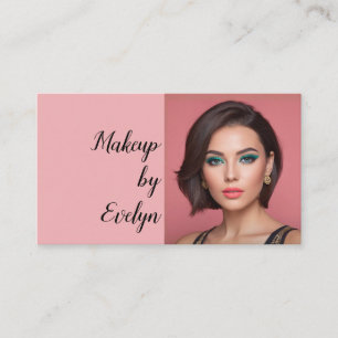 Roze Script QR Code Foto Make-up Visitekaartje