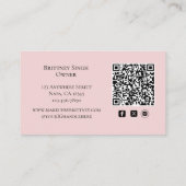 Roze Script QR Code Foto Make-up Visitekaartje (Achterkant)