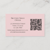 Roze Script QR Code Foto Make-up Visitekaartje (Achterkant)