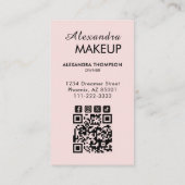 Roze Script QR Code Foto Make-up Visitekaartje (Achterkant)