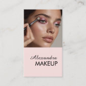 Roze Script QR Code Foto Make-up Visitekaartje (Voorkant)
