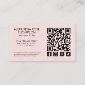 Roze Script Qr Code Social Icon Make-up Visitekaartje (Achterkant)