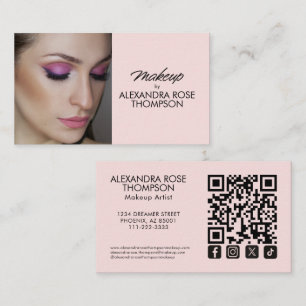 Roze Script Qr Code Social Icon Make-up Visitekaartje