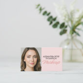 Roze Script Qr Code Social Icon Make-up Visitekaartje (Staand voorkant)