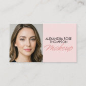 Roze Script Qr Code Social Icon Make-up Visitekaartje (Voorkant)