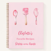 Roze script recept kookboek notitieboek (Voorkant)