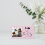 Roze Script Sociale Icon QR Code Foto Haar Visitekaartje (Staand voorkant)