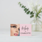 Roze Script Sociale Icon QR Code Foto Make-up Visitekaartje (Staand voorkant)