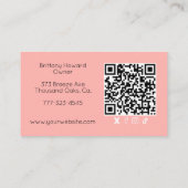Roze Script Sociale Icon QR Code Foto Make-up Visitekaartje (Achterkant)