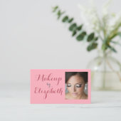Roze Script Sociale Icon QR Code Foto Make-up Visitekaartje (Staand voorkant)