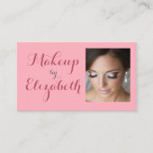 Roze Script Sociale Icon QR Code Foto Make-up Visitekaartje (Voorkant)