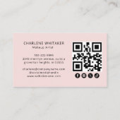 Roze Script Sociale Icon QR Code Foto Make-up Visitekaartje (Achterkant)