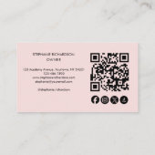 Roze Script Sociale Icon QR Code Foto Make-up Visitekaartje (Achterkant)