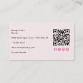 Roze Script Sociale Icon QR Code Foto Make-up  Visitekaartje (Achterkant)