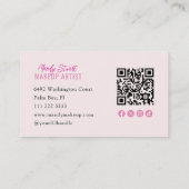 Roze Script Sociale Icon QR Code Foto Make-up  Visitekaartje (Achterkant)