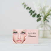 Roze Script Sociale Icon QR Code Foto Make-up Visitekaartje (Staand voorkant)